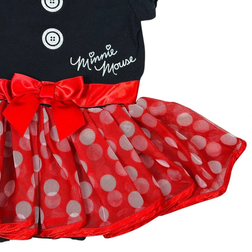 Disney Baby Minnie Mouse Dress 6M Black Red Polka Dot Tutu Costume Costume Party
